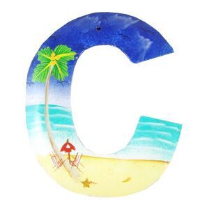 Tropical Beach Haitian Metal Art House Number Letter C Hand Crafted